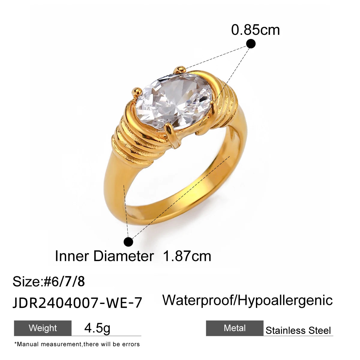 Youthway Cubic Zirconia Diamonds Metal Stainless Steel Waterproof Snake Fashion Gold Color Ring for Women Charm Stylish Jewelry
