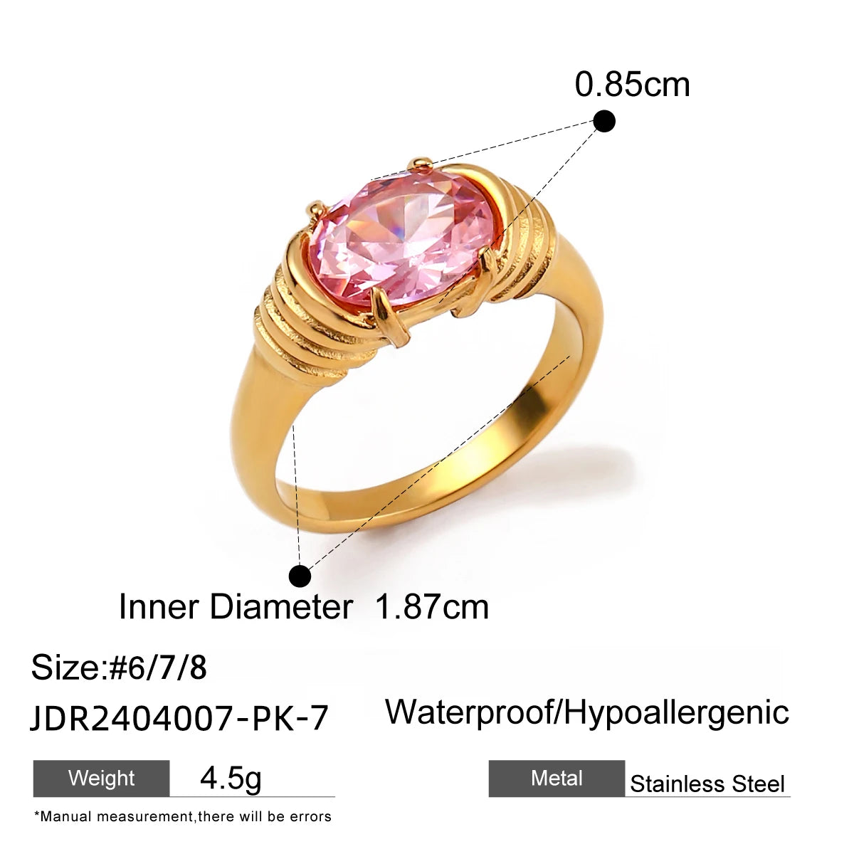 Youthway Cubic Zirconia Diamonds Metal Stainless Steel Waterproof Snake Fashion Gold Color Ring for Women Charm Stylish Jewelry